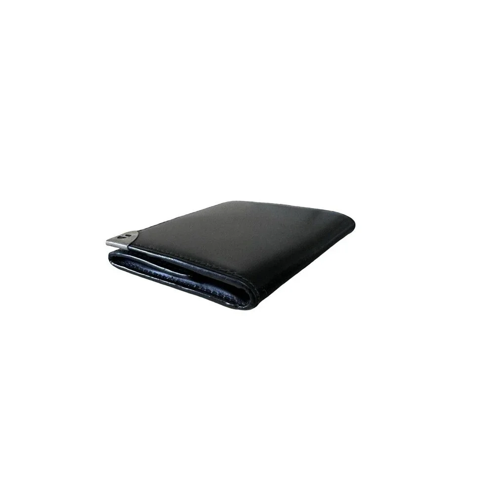 Dunhill Compact card/coin Black Leather Case Silver Hardware Mens/Women's Unisex